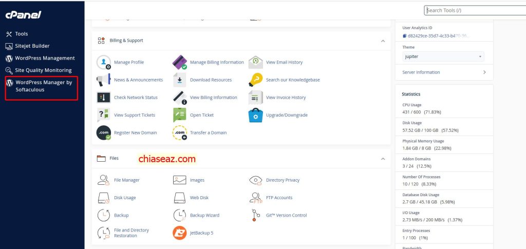 Cách cài đặt WordPress bằng Softaculous trên cPanel