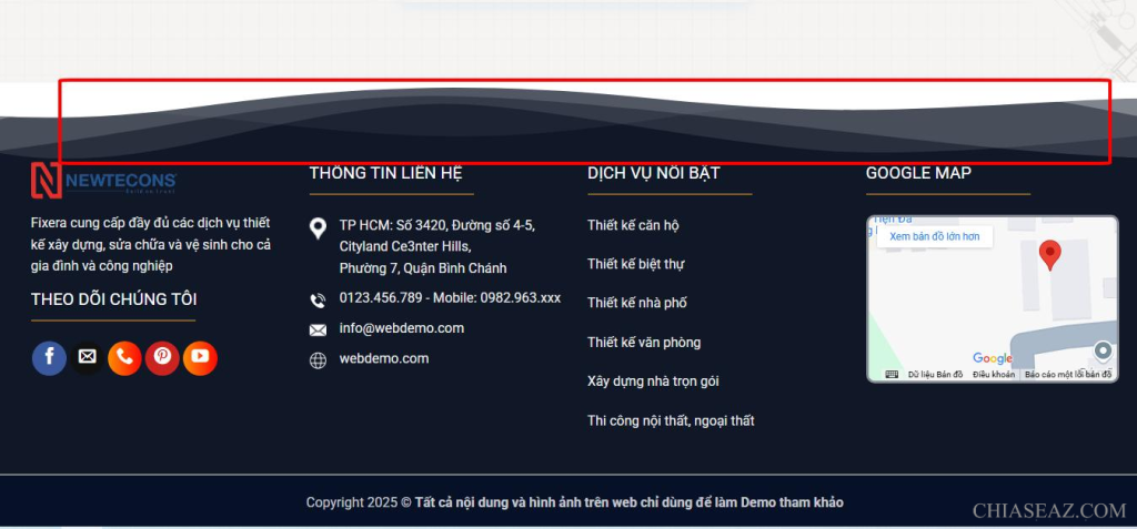 css trang trí footer lượn sóng đẹp